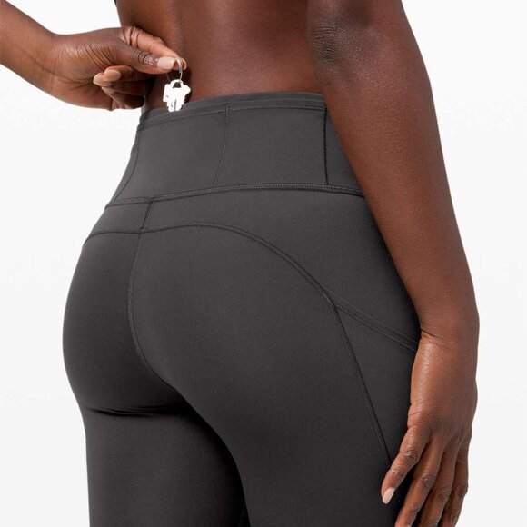 Lululemon Grey Fast Free Crop Reflective Leggings with Pockets Size 4 - Picture 3 of 10